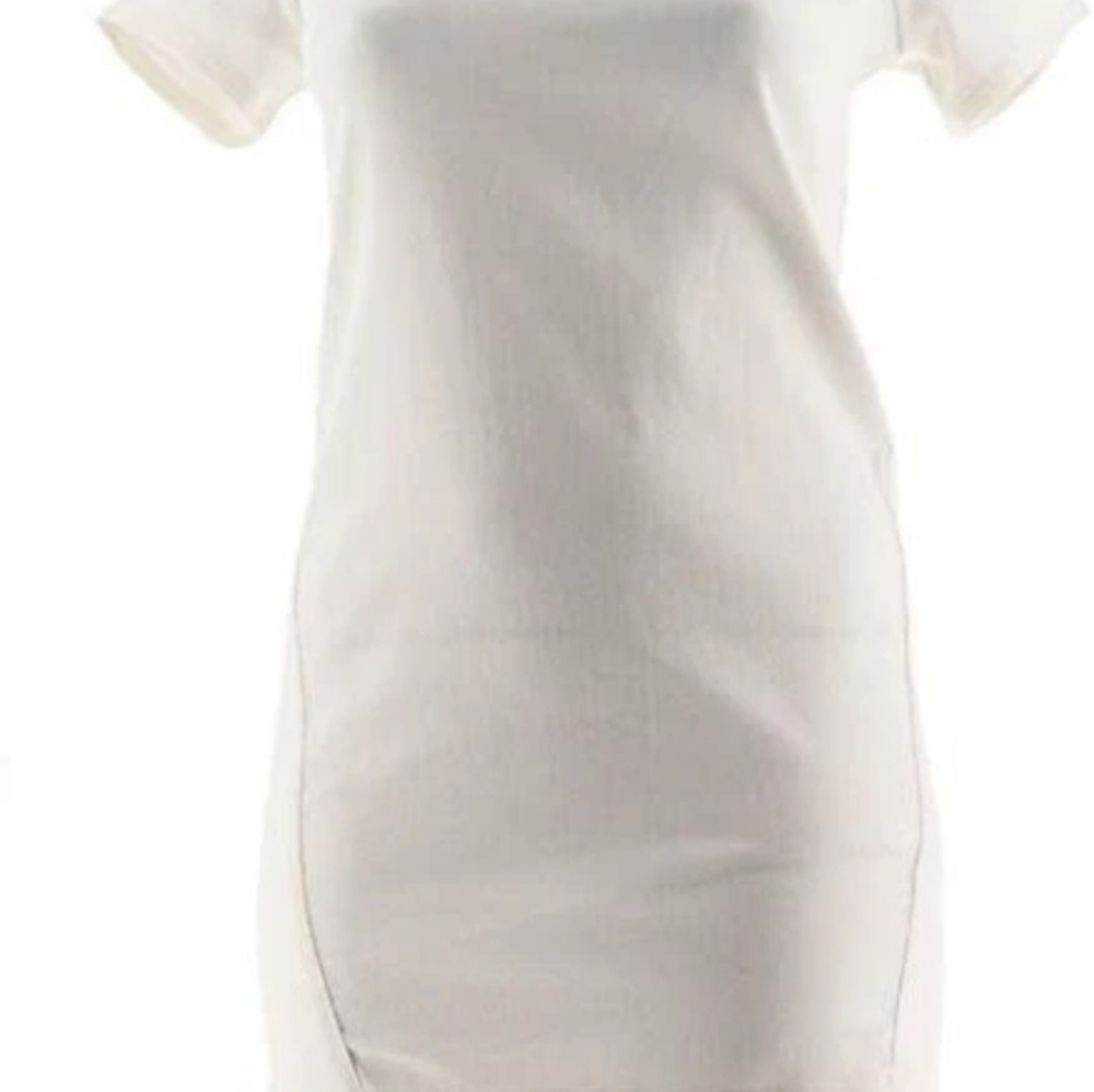 C Wonder Split Neck Zipper Short Sleeve Colored Denim Dress White 10 NEW A287624